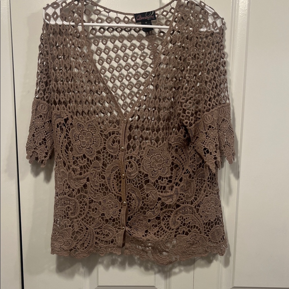 Elegant Brown Lace Blouse by